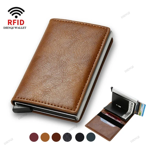 Cartera de bolsillo minimalista inteligente con tarjeta de crédito RFID con bolsillo para hombre y mujer