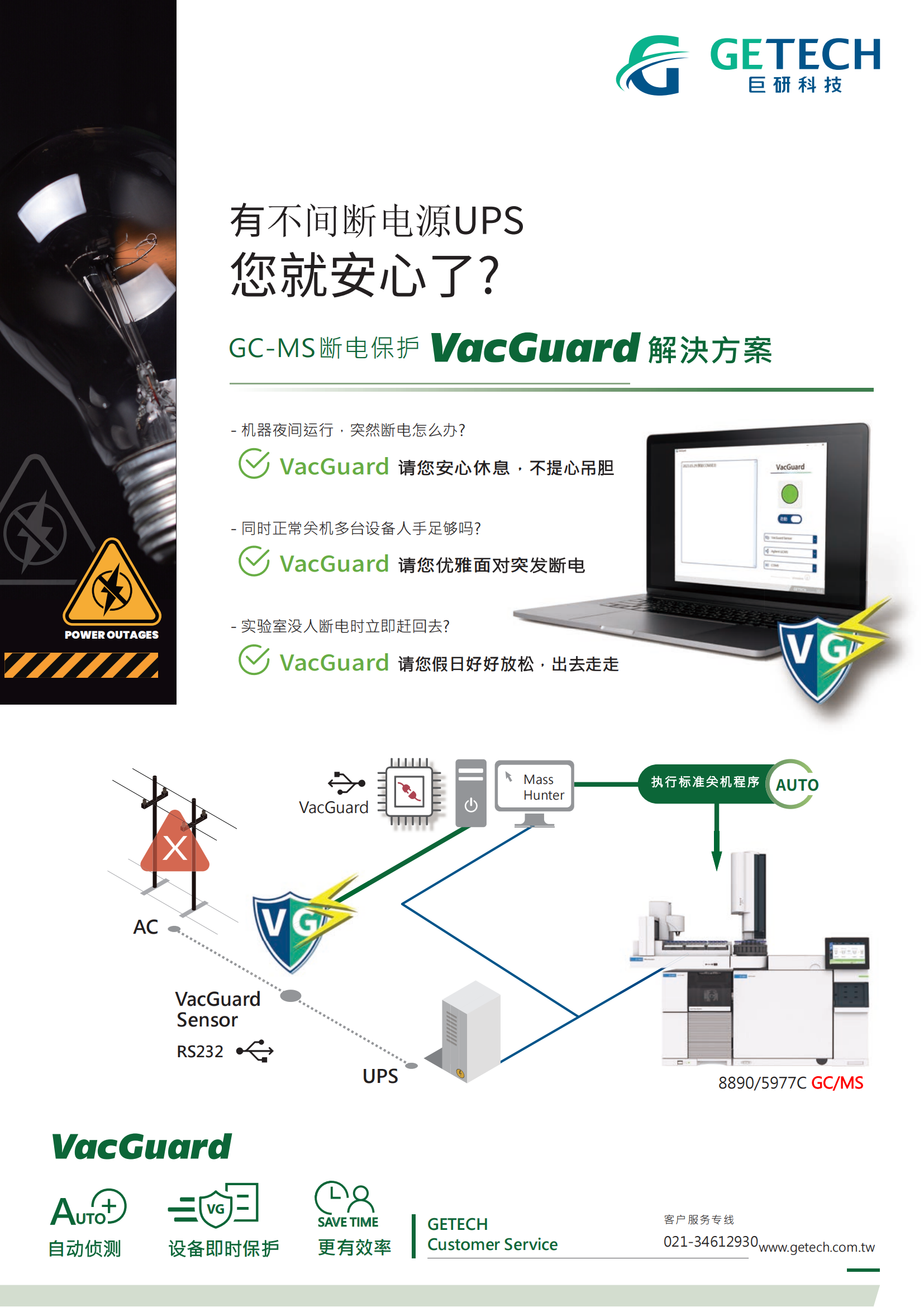 GC-MS气相色谱联用仪突然断电有什么后果？