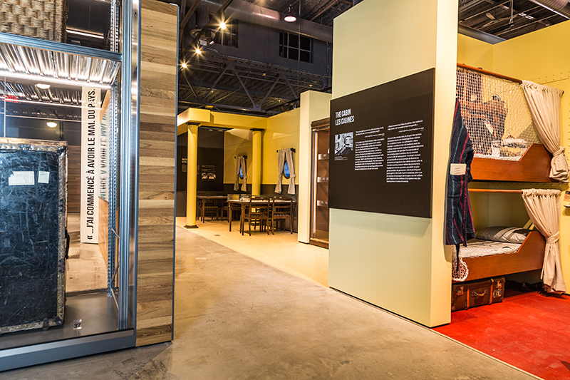 Part of the exhibition which shows a replica of a ship's cabin, along with a replica of a dinner table.