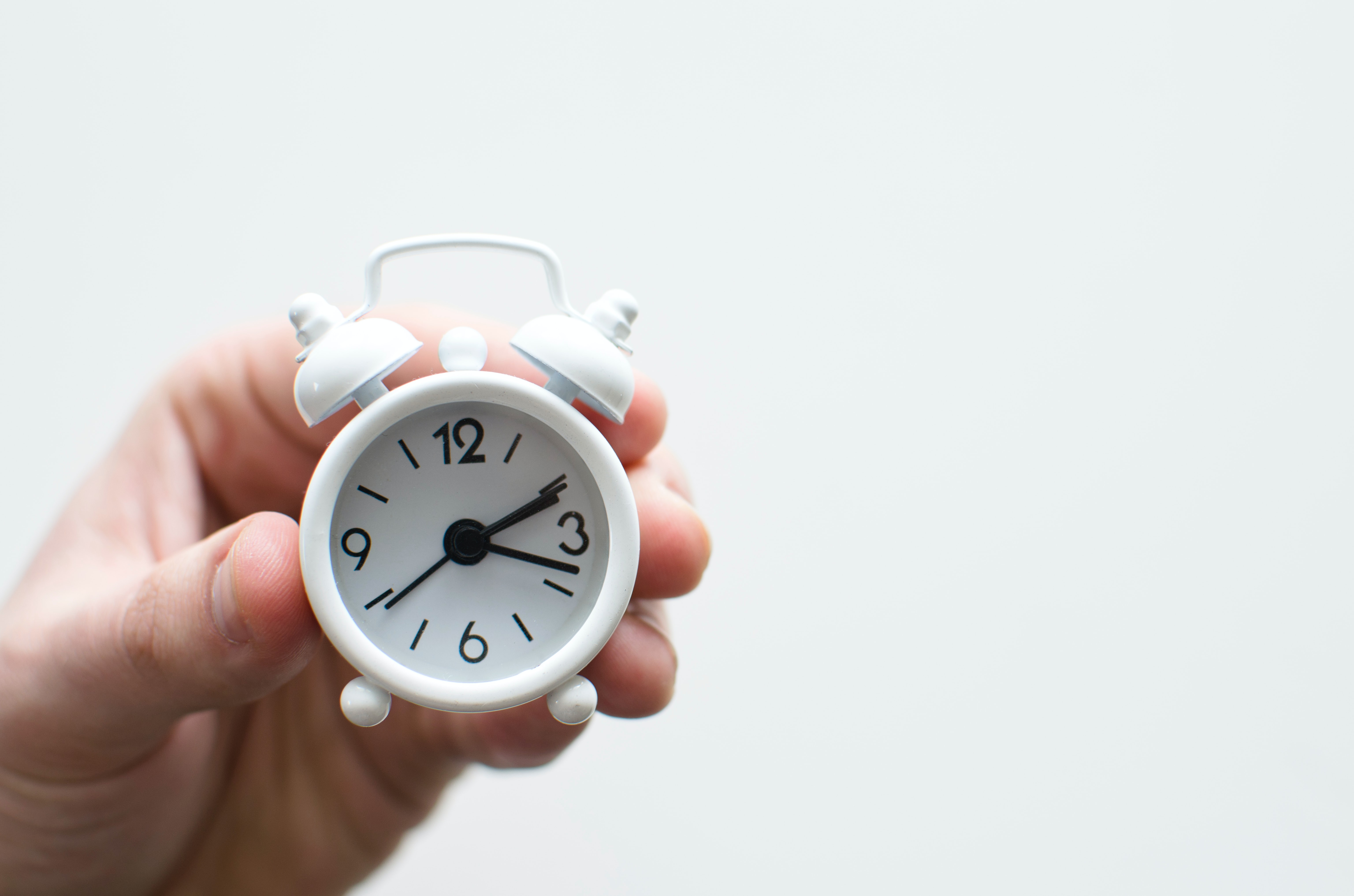 black and white alarm clock