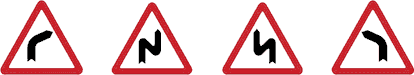  International roadsigns for dangerous bends. 