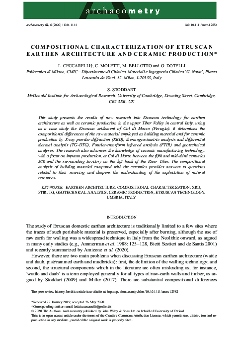 First page of “Compositional characterization of Etruscan earthen architecture and ceramic production”