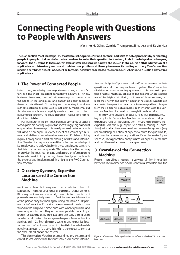 First page of “Connecting People with Questions to People with Answers”