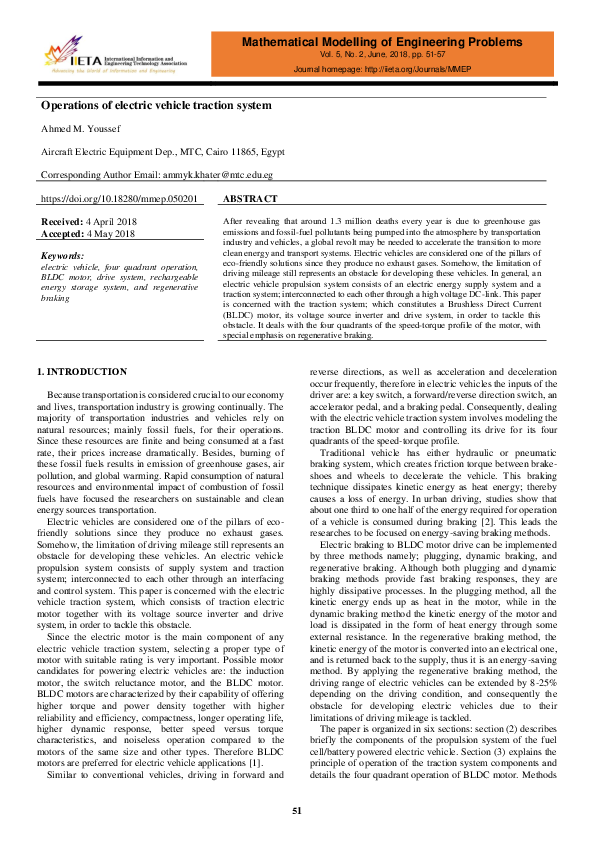 First page of “Operations of electric vehicle traction system”