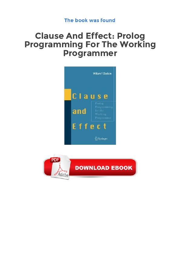 First page of “Clause and effect - Prolog programming for the working programmer”