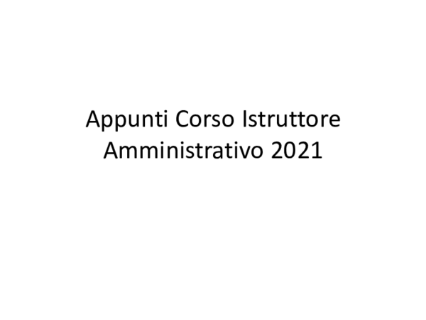 First page of “Appunti Corso Istruttore Amministrativo 2021 Ordinamento Enti Locali”