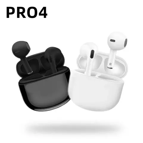 Pro4 TWS Bluetooth kulaklık 9D Stereo kablosuz kulaklık In-kulak Xiaomi iPhone için mikrofon ile HiFi kulaklık HandsFree kulaklık