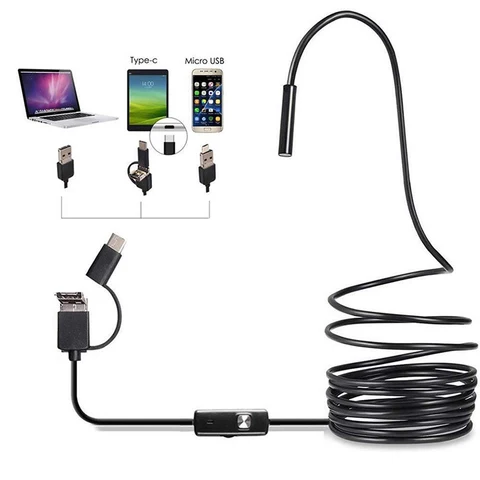 7mm endoskop kamera 3 in 1 destek tipi C mikro USB arayüzü su geçirmez kamera Borescope muayene için Android cep telefonu