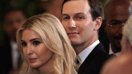 Senior adviser and daughter Ivanka Trump (L), and senior adviser and son-in-law Jared Kushner (R) attend a summit at the East Room of the White House May 18, 2018 in Washington, DC. (Javanka)