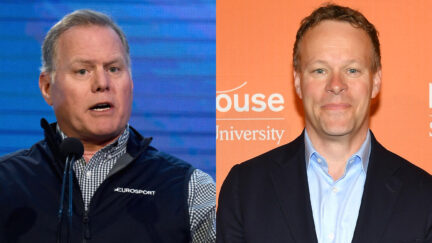 L - David Zaslav, R - Chris Licht