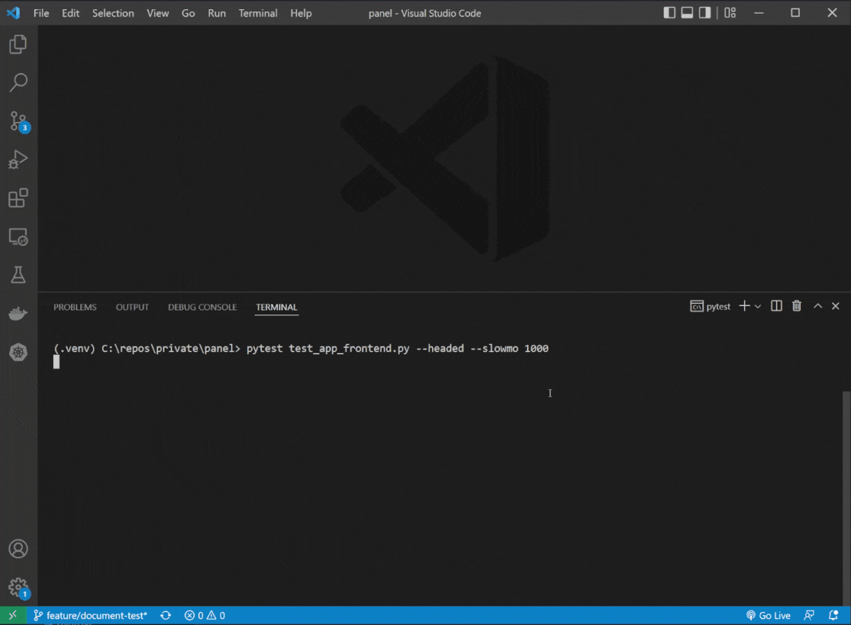 Playwright UI test with --headed enabled