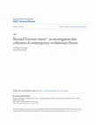 Research paper thumbnail of Beyond Darwin\u27s vision? : an investigation into criticisms of contemporary evolutionary theory