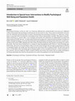 Research paper thumbnail of Introduction to special issue: Interventions to modify psychological well‑being and population health