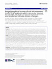 Research paper thumbnail of Biogeographical survey of soil microbiomes across sub-Saharan Africa: structure, drivers, and predicted climate-driven changes