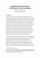 Research paper thumbnail of Explanatory Constraints Upon a Williamsonian Theory of Knowledge