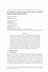 Research paper thumbnail of A Method for Reasoning about other Agents' Beliefs from Observations