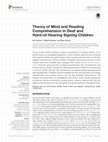 Research paper thumbnail of Theory of Mind and Reading Comprehension in Deaf and Hard-of-Hearing Signing Children