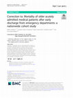 Research paper thumbnail of Correction to: Mortality of older acutely admitted medical patients after early discharge from emergency departments: a nationwide cohort study