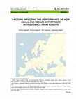 Research paper thumbnail of Factors Affecting the Performance of Agri Small and Medium Enterprises with Evidence from Kosovo