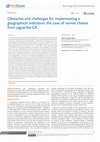 Research paper thumbnail of Obstacles and challenges for implementing a geographical indication: the case of rennet cheese from jaguaribe-CE