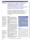 Research paper thumbnail of Seroprevalence study of SARS-CoV-2 antibodies in healthcare workers following the first wave of the COVID-19 pandemic in a tertiary-level hospital in the south of Ireland