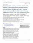 Research paper thumbnail of A qualitative study exploring experiences, attitudes, and wellbeing of university students of a period of restricted movement and self-testing during COVID-19 “Incoming Student Wellbeing and Benefits of Serial COVID-19 testing (ISWAB)” study