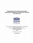 Research paper thumbnail of Characterisation of microbial communities associated with hypolithic environments in Antarctic Dry Valley soils