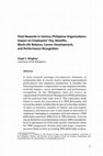 Research paper thumbnail of Total Rewards in Various Philippine Organiza• ons: Impact on Employees' Pay, Benefi ts, Work-Life Balance, Career Development, and Performance Recogni• on