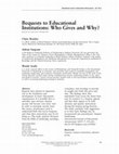 Research paper thumbnail of Bequests to Educational Institutions: Who Gives and Why?