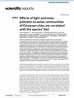 Research paper thumbnail of Effects of light and noise pollution on avian communities of European cities are correlated with the species’ diet