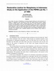 Research paper thumbnail of Restorative Justice for Blasphemy in Indonesia: Study on the Application of the PNPM Law No. 1 of 1965