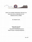 Research paper thumbnail of Effect Of Generic Positioning Strategy On Organizational Performance Of Pharmaceutical Firms