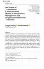 Research paper thumbnail of A Critique of Transmission Communication Models in Introductory Management and Organizational Behavior Textbooks