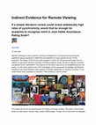 Research paper thumbnail of Indirect Evidence for Remote Viewing If a simple literature review could reveal statistically high rates of synchronicity, would that be enough for academia to recognize merit in Jack Vallée Anomalous Rating Scale