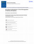 Research paper thumbnail of Reconfiguring Metabolism: Critical Ethnographies of Obesity and Diabetes