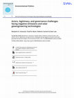 Research paper thumbnail of Actors, legitimacy, and governance challenges facing negative emissions and solar geoengineering technologies