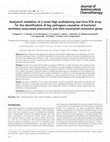 Research paper thumbnail of Analytical validation of a novel high multiplexing real-time PCR array for the identification of key pathogens causative of bacterial ventilator-associated pneumonia and their associated resistance genes