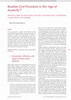 Research paper thumbnail of Brazilian Civil Procedure in the ‘Age of Austerity’? : Effectiveness, Speed, and Legal Certainty: Small Claims, Uncontested Claims, and Simplification of Judicial Decisions and Proceedings