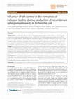 Research paper thumbnail of Influence of pH control in the formation of inclusion bodies during production of recombinant sphingomyelinase-D in Escherichia coli