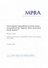 Research paper thumbnail of Government expenditure-revenue nexus reconsidered for Nigeria: Does structural break matter?