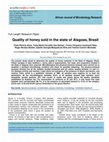 Research paper thumbnail of Quality of honey bees Apis mellifera sold in the state of Alagoas, Brasil