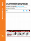 Research paper thumbnail of Low-threshold AlGaN-based UVB VCSELs enabled by post-growth cavity detuning