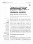 Research paper thumbnail of Phylogenetic and Evolutionary Genomic Analysis of Listeria monocytogenes Clinical Strains in the Framework of Foodborne Listeriosis Risk Assessment