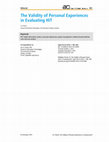 Research paper thumbnail of The Validity of Personal Experiences in Evaluating HIT