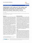 Research paper thumbnail of Optimization and scale-up of cell culture and purification processes for production of an adenovirus-based tuberculosis vaccine