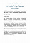 Research paper thumbnail of Las “malas” y las “buenas” soluciones. Reflexionando sobre las estrategias tecnológicas de acceso a agua y saneamiento en zonas rurales en Argentina