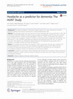 Research paper thumbnail of Headache as a predictor for dementia: The HUNT Study