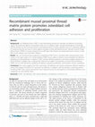 Research paper thumbnail of Recombinant mussel proximal thread matrix protein promotes osteoblast cell adhesion and proliferation