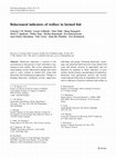 Research paper thumbnail of Behavioural indicators of welfare in farmed fish Catarina I. M. MartinsLeonor GalhardoChris NobleBørge Damsgard • Maria T. SpedicatoWalter ZupaMarilyn BeauchaudEwa Kulczykowska • Jean-Charles MassabuauToby CarterSonia Rey PlanellasTore Kristiansen