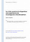 Research paper thumbnail of La crisis social en la Argentina: una experiencia de investigación interdisciplinar